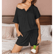 thumbnail image 5 of Conjuntos de Pijama para Mujer, 2 Piezas, de Punto Acanalado, Corta, Ropa de Dormir Suave, Conjuntos de Verano para Estar en Casa, Negro, Talla M, 5 of 8