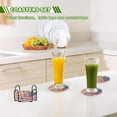 thumbnail image 6 of Yayeee 6 PCS Drink Coasters with Holder Set Woven Absorbent Round Tabletop Hot Pad, Light Colorful Circles, 6 of 7