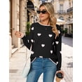 thumbnail image 6 of Cogild Sweaters for Women Heart Pattern Knit Crew Neck Long Sleeve Pullover Sweater, 6 of 10