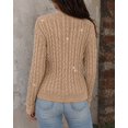 thumbnail image 4 of CHICME Cardigan Sweaters for Women Sparkle Rhinestone Cable Knit V-Neck Long Sleeve Button Down Lightweight Fall Sweater Khaki-M, 4 of 9