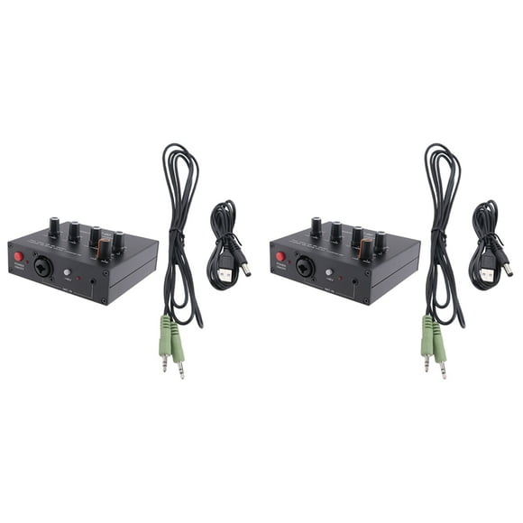 2X MIC-60 3-Band Equalizer Balanced Mic Preamp Microphone Preamplifier with DC Cable and 3.5mm Cable