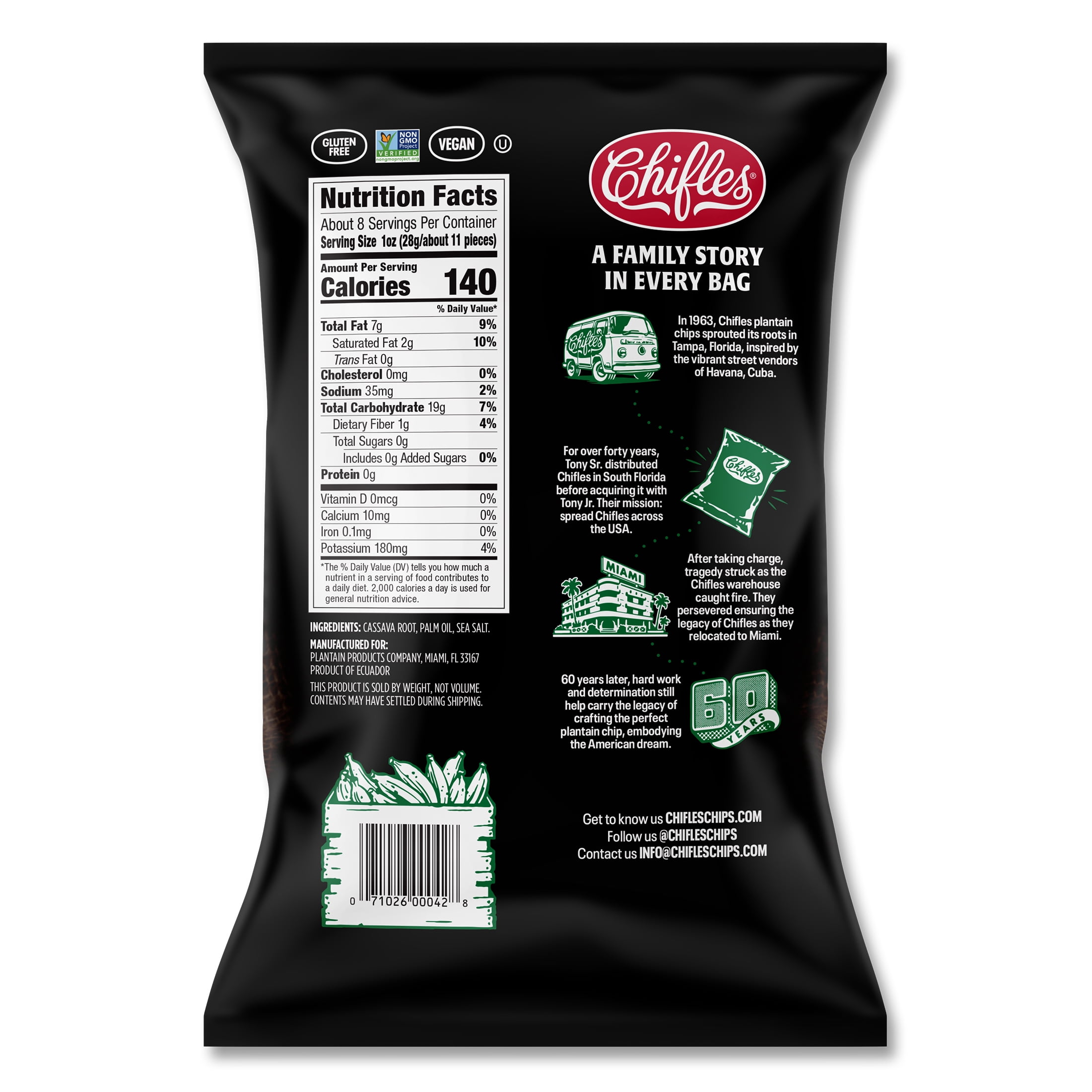 Chifles Gluten-Free Yuca Cassava Chips, Everyday Healthy Snack, Natural, Gluten Free, Nut Free, Vegan, Kosher 8 Oz