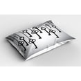 thumbnail image 2 of Ambesonne Grey Black Pillow Sham 2 Pack, Shadow of Old Keys, 30"x20", Pale Grey Black, 2 of 3