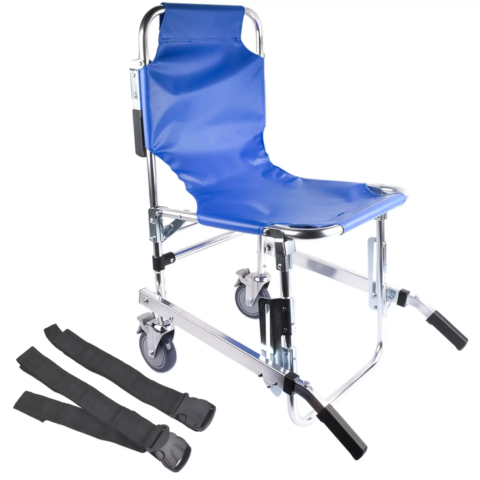 Low Noise Aluminum Elderly Climbing Stair Chair Evacuation Transport Wheelchair with Brake Two Wheels Blue