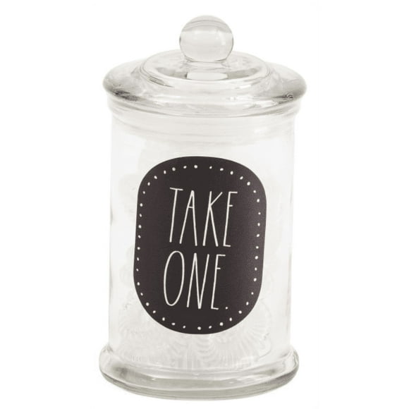 Rae Dunn TAKE ONE, Attaches de Cheveux dans un Bocal en Verre, Couvercle en Bois, 25 Attaches de Cheveux