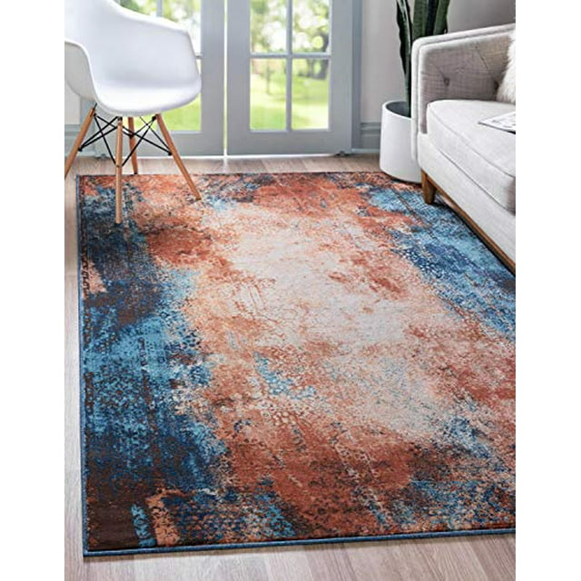 Unique Loom 3137460 Abstract 5 Tapis d'Aire Rouge Brique Éthérée de 8 Pieds (5' x 8'), 5 x 8, Pêche/beige