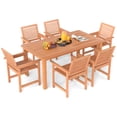 thumbnail image 1 of Gymax 7-Piece Patio Wood Dining Table Set Outdoor Rectangular Table and 6 Armchairs, 1 of 9
