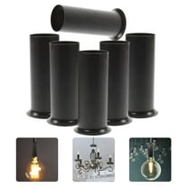 Supvox 6Pcs Sturdy Black Metal Candle Socket Covers for Chandelier Lamp Base Light Accessories