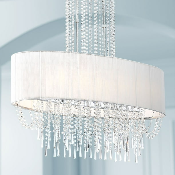 Vienna Full Spectrum Chrome Oval Linear Pendant Chandelier 39 Wide Modern Clear Crystal Silk Thread Shade For Kitchen Island Com Vienna Full Spectrum Chrome Oval Linear, Crystal Glass 5 Light Luxury Chandelier Chromebook