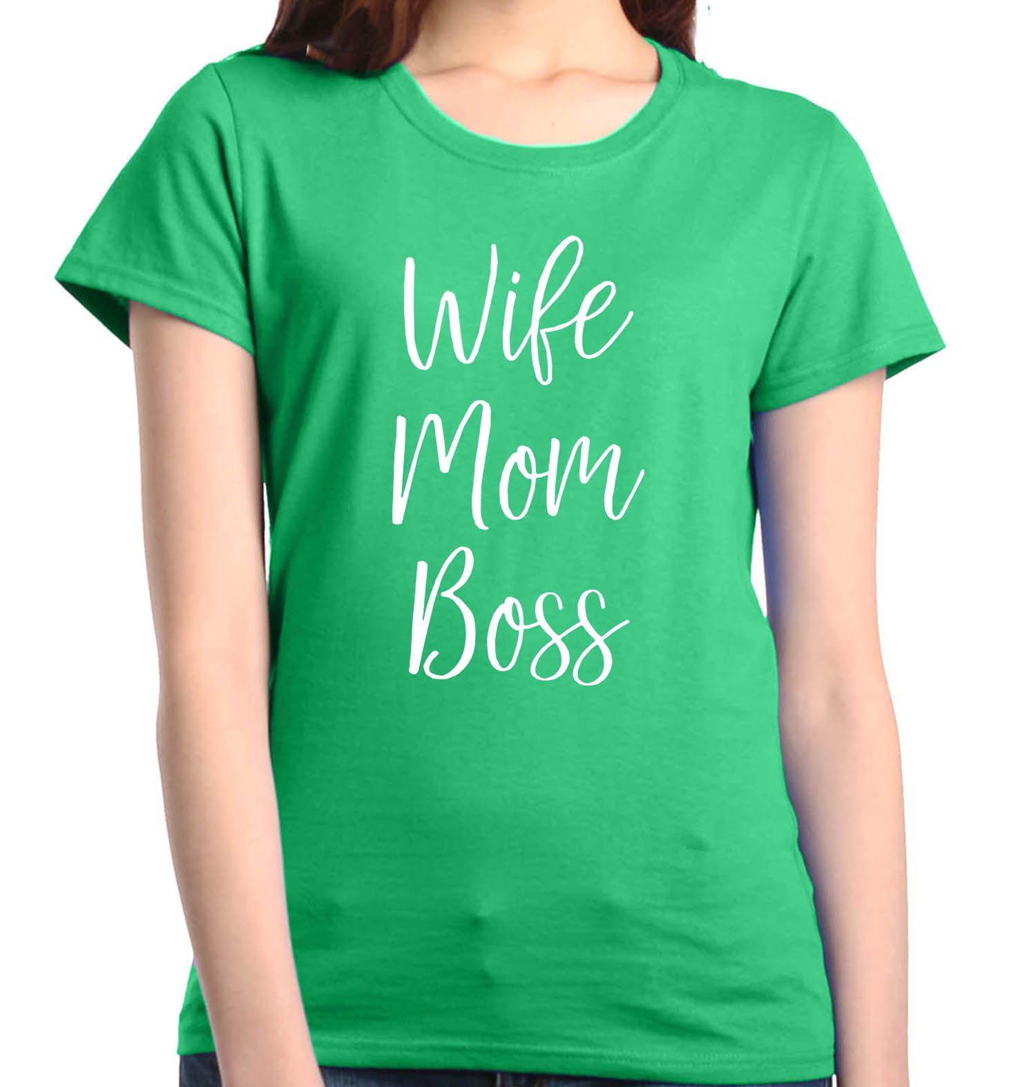 Shop4Ever Women's Wife Mom Boss Graphic T-Shirt XXX-Large Irish Green Walmart.com