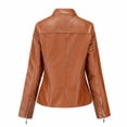 thumbnail image 3 of Txlixc Chaqueta de cuero Pu para mujeres, chaqueta de motocicleta de cuello alto Txlixc moda, 3 of 6