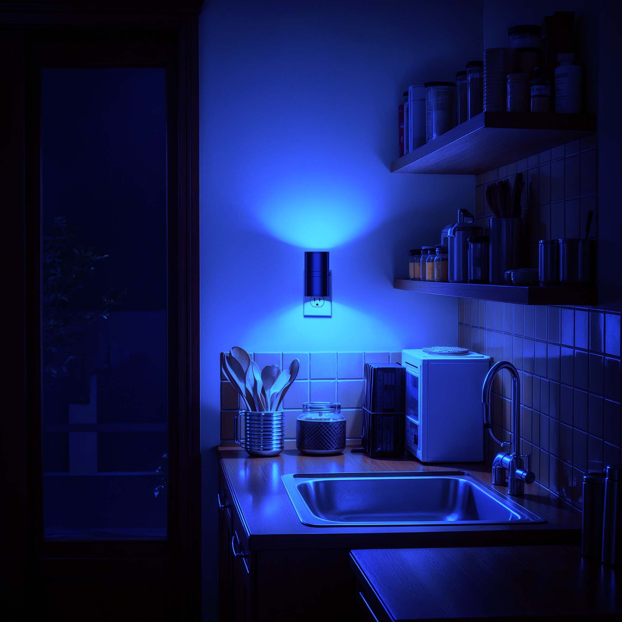 YANSUN 2-Pack 1-Watt Integrated LED Plug-In Cylindrical Wall-Like Night Light, Blue 5000K with Sliding Dimmer, Auto Dusk to Dawn Sensor, for Bedroom, Hallway, Nursery
