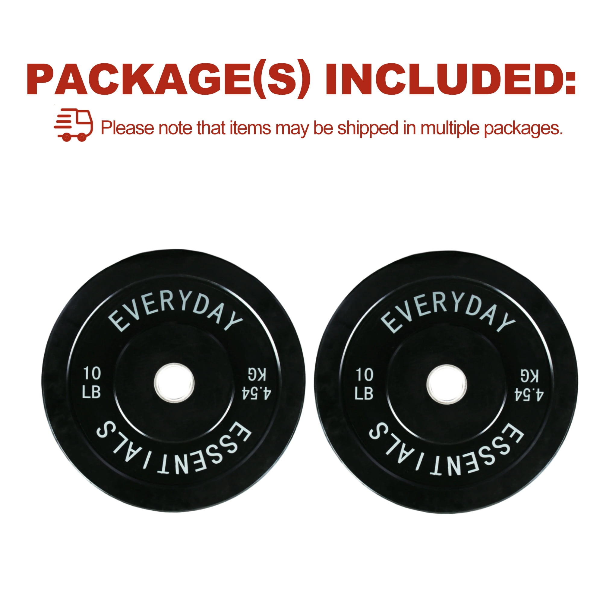 FlexWave Bumper Weight Plates, 10 lb Pair, Black, 2-Inch Hole