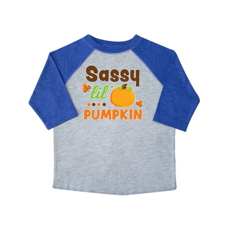 

Inktastic Thanksgiving Sassy Lil Pumpkin with Fall Leaves Gift Toddler Toddler Girl T-Shirt