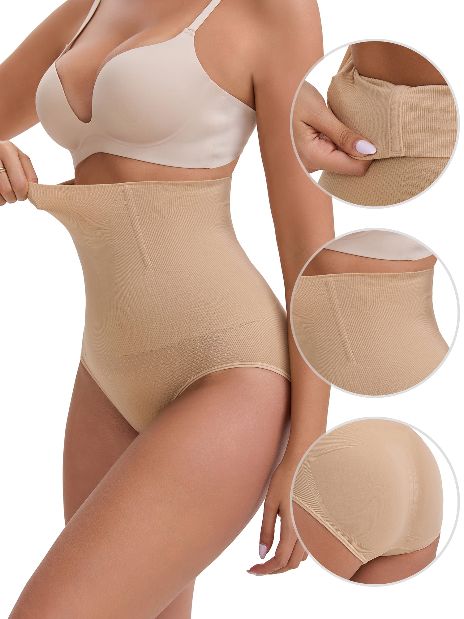 DARING DIVA Women's High-Waisted Butt Lifting Briefs Postpartum Tummy Control 3XL Beige