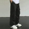 thumbnail image 2 of Men's Casual Cargo Pants Trousers Joggers, Straight Leg Multi-Pockets Cotton Blend, Lightweight Breathable Stretchy for Outdoor Hiking Travel Work, Summer Essentials | AKLJWH,Black 2XL, 2 of 7