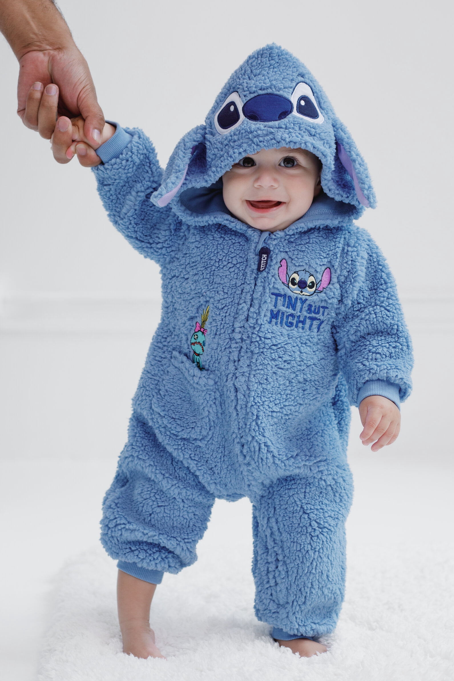 Disney Lilo & Stitch Baby Boys' Cosplay Hooded One Piece Light Blue Stitch
