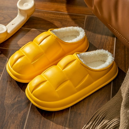 

uikmnh Warm Slippers Couple Women s Half Bao Heeled Cotton Slippers Autumn And Winter Home Indoor And Outdoor Wear Plush Warm Detachable Confinement Shoes 6.5