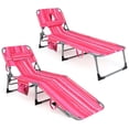 thumbnail image 1 of Costway 2 PCS Outdoor Beach Lounge Chair Folding Chaise Lounge with Pillow Pink Stripe, 1 of 3