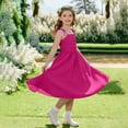 thumbnail image 2 of LJEFF Girls Spaghetti-Strap Dress, Casual A-Line Pleated Flowy Lightweight Vintage Party Midi Dress for Kids Hot Pink Size 14, 2 of 10