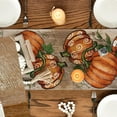 thumbnail image 4 of Camino de mesa de otoño con calabazas naranjas y eucalipto, decoración para mesa de comedor de cocina de Acción de Gracias otoñal para decoración de fiesta en el hogar, 13 x 72 pulgadas, 4 of 5