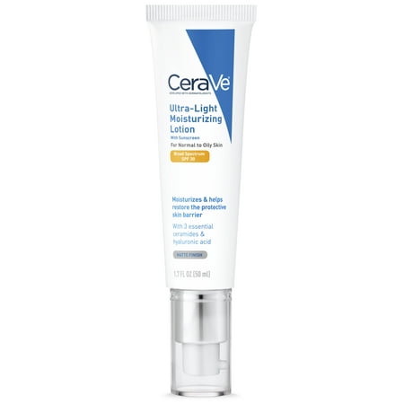 - CeraVe Ultra-Light Moisturizing Face Lotion with SPF 30, 1.7 oz.