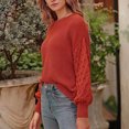 thumbnail image 6 of Byworldtasic Womens Sweaters Pullover Sweaters for Women Casual Loose Long Sleeve Mock Neck Ribbed Jumper Sweaters Chunky Knit Baggy Fall Striped Sweater Top Watermelon Red, 6 of 7