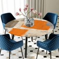 thumbnail image 5 of Elastic Fitted Round Tablecloth, Burnt Orange Grey Waterproof Stretch Table Cover for 36"-44" Tables, Abstract Modern Oil Painted Geometric Washable Outdoor Tablecloths for Patio, Picnic, Camping, 5 of 9
