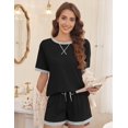 thumbnail image 2 of EKOUAER Pajamas for Women Short Sleeve Pjs Sets Crewneck Striped Tops and Shorts 2 Piece Lounge Sets with Pockets, 2 of 6