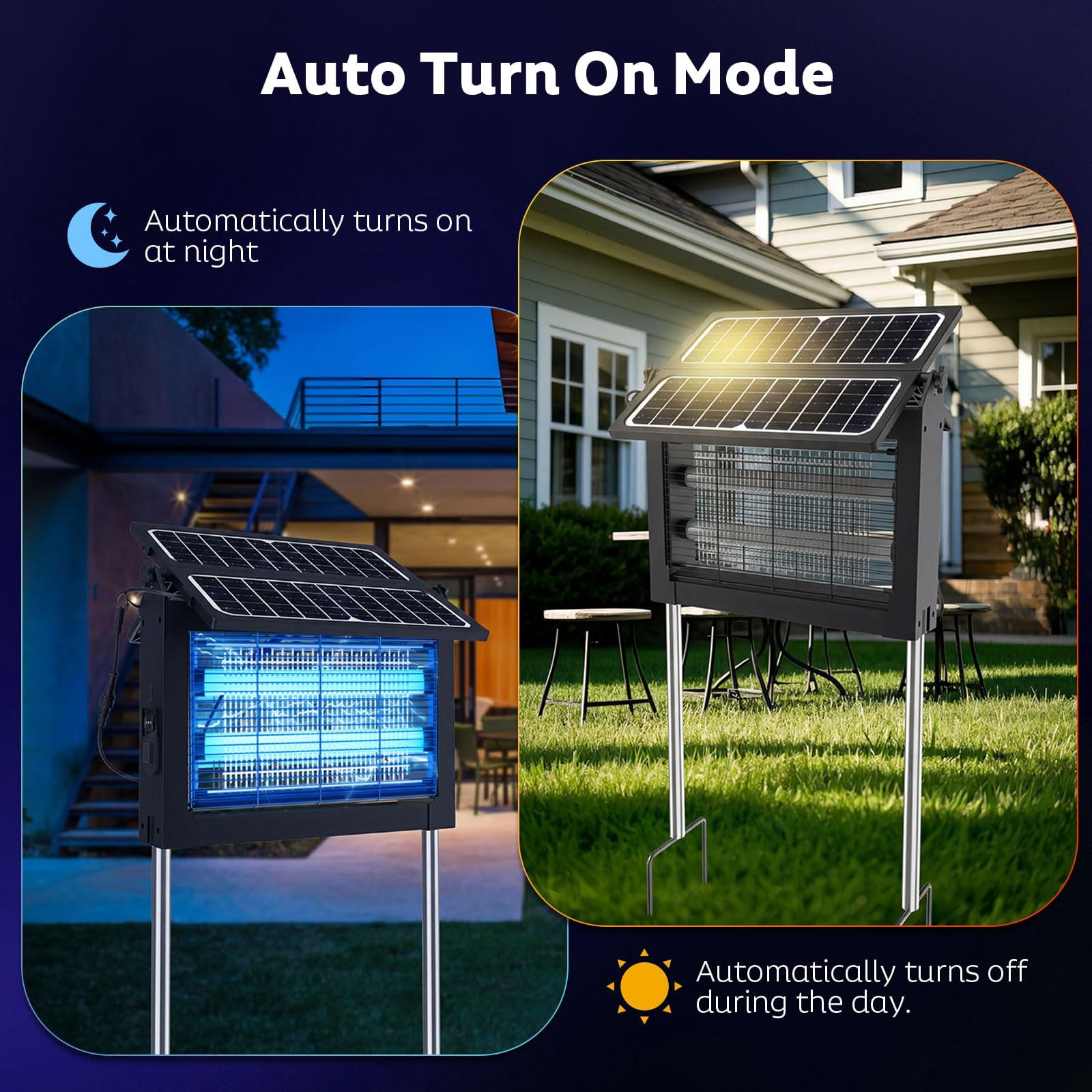Solar Zapper Outdoor With Dual Panel  4500v Mosquito Waterproof Rechargeable Electric Fly Cordless Killer For Backyard Patio Garden Rv Camping