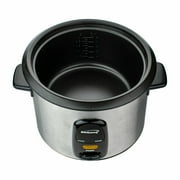 Brentwood 8-Cups Uncooked 16-Cups Cooked Rice Cooker Stainless Steel - Silver, Black