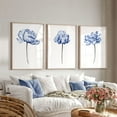 thumbnail image 2 of 3pcs Set of Blue Peony Wall Art, Blue Floral Art, Bedroom Wall Decoration Living Room Flower Bedside Flowers Bohemian Minimalist Poster, Unframed, 2 of 4