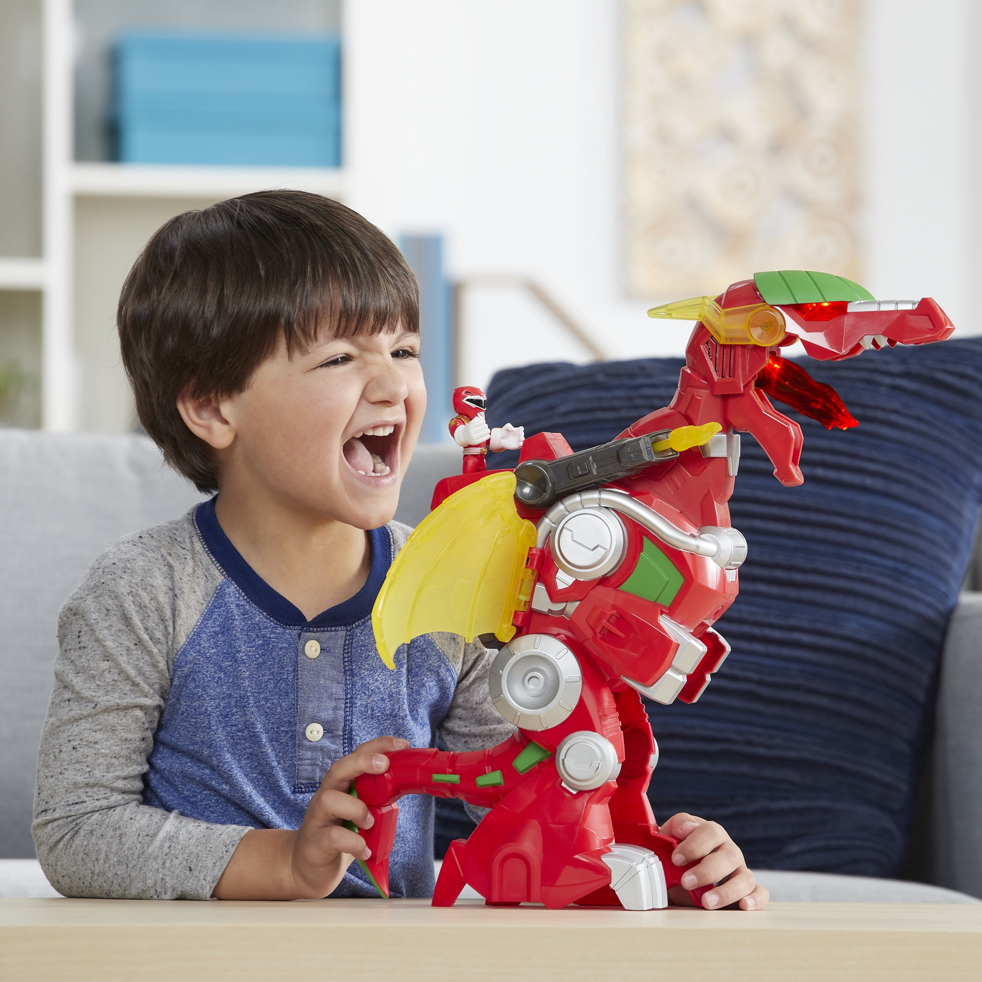 playskool heroes power rangers red ranger and dragon thunderzord