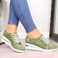 thumbnail image 2 of Lovskoo 2024 Women's Lace Up Wedges Sandals Breathable Plus-Size Platform Lace-Up Sandals Green, 2 of 5