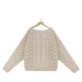 thumbnail image 5 of hotojiny Off the Shoulder Tops for Women Oversized Sweaters Fall Outfits Fashion Cable Knit Pullover Fall Clothes Long Sleeve Shirts, 5 of 6