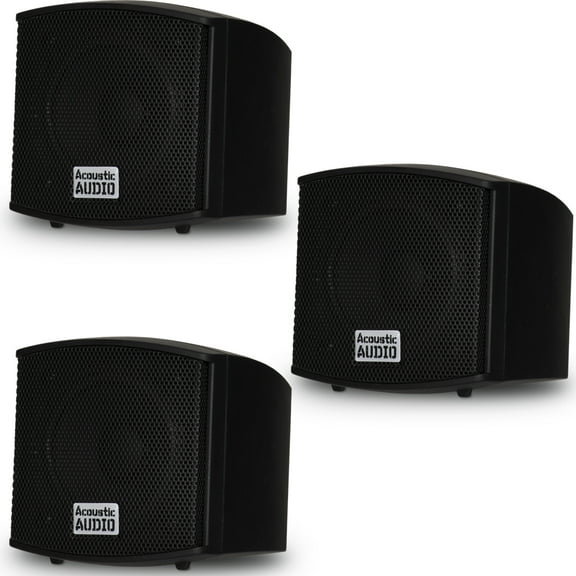 Acoustic Audio AA321B Mountable Indoor Black Speakers 600 Watts 3 Piece Set AA321B-3S