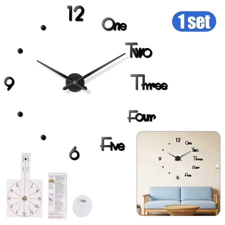 DIY Wall Clock 3 D Frameless Silent Non Ticking, TSV Modern Wall Clocks for Living Room Bedroom Home
