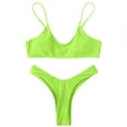 thumbnail image 1 of Ersazi Swimsuit High Breast Contrast Gradient Split Bikini Set Swimsuit In Clearance Green M, 1 of 4