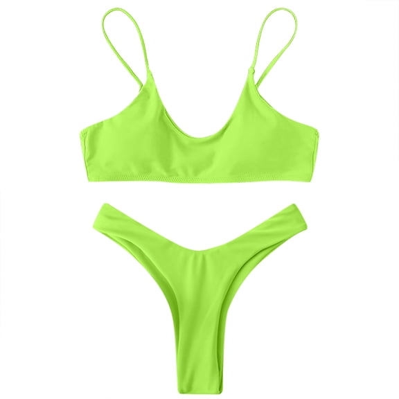 Babysbule Womens Swimsuits Women's Sexy High Breast Contrast Gradient Split Bikini Set One Piece Swimsuit