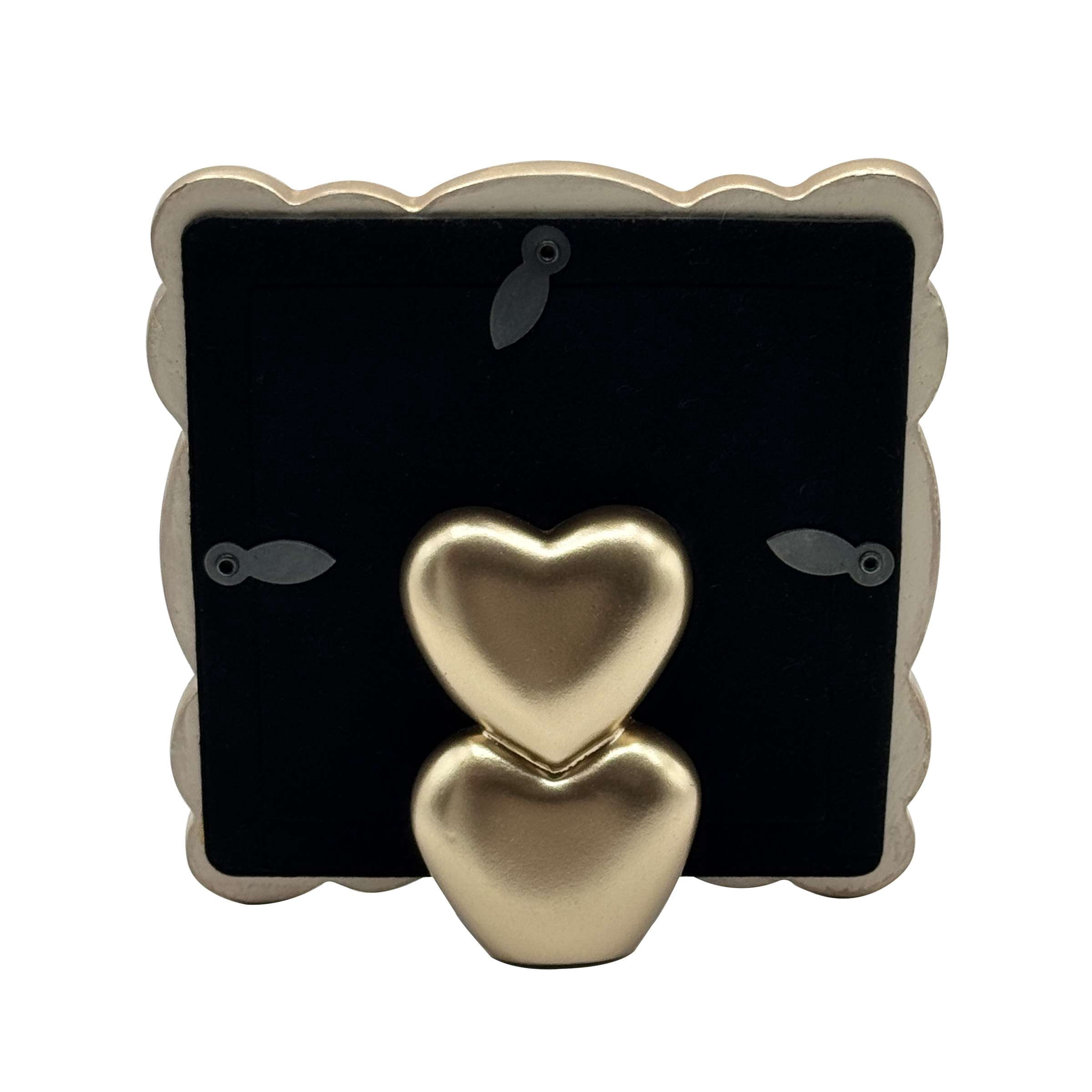 OneDesign Home 4X4 Golden Scallop Picture Frame with Double Heart Easel Stand
