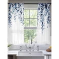 thumbnail image 3 of Sheer Curtains 63 Inches Long, Blue Eucalyptus Light Filtering Window Curtains for Living Room/Bedroom, Weeping Botanical Leaf Watercolor Rod Pocket Voile Sheer Curtain Drapes, 52"W x 63"L, 2 Panels, 3 of 8