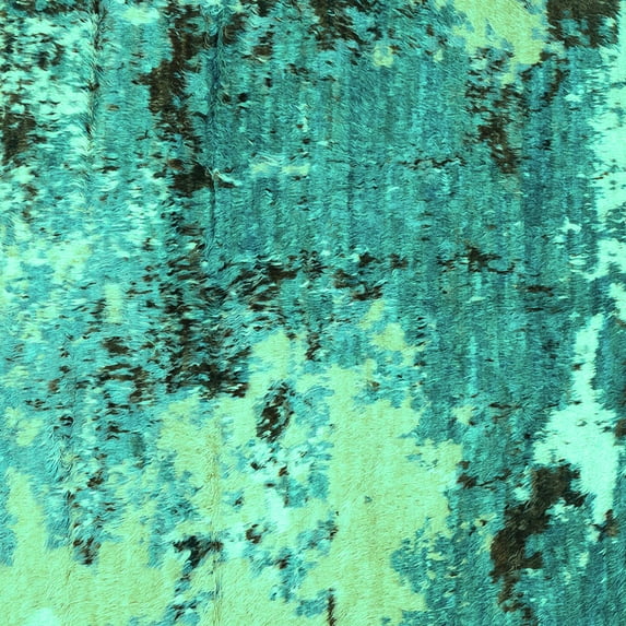 Ahgly Company Indoor Square Abstract Turquoise Blue Modern Area Rugs, 5' Square