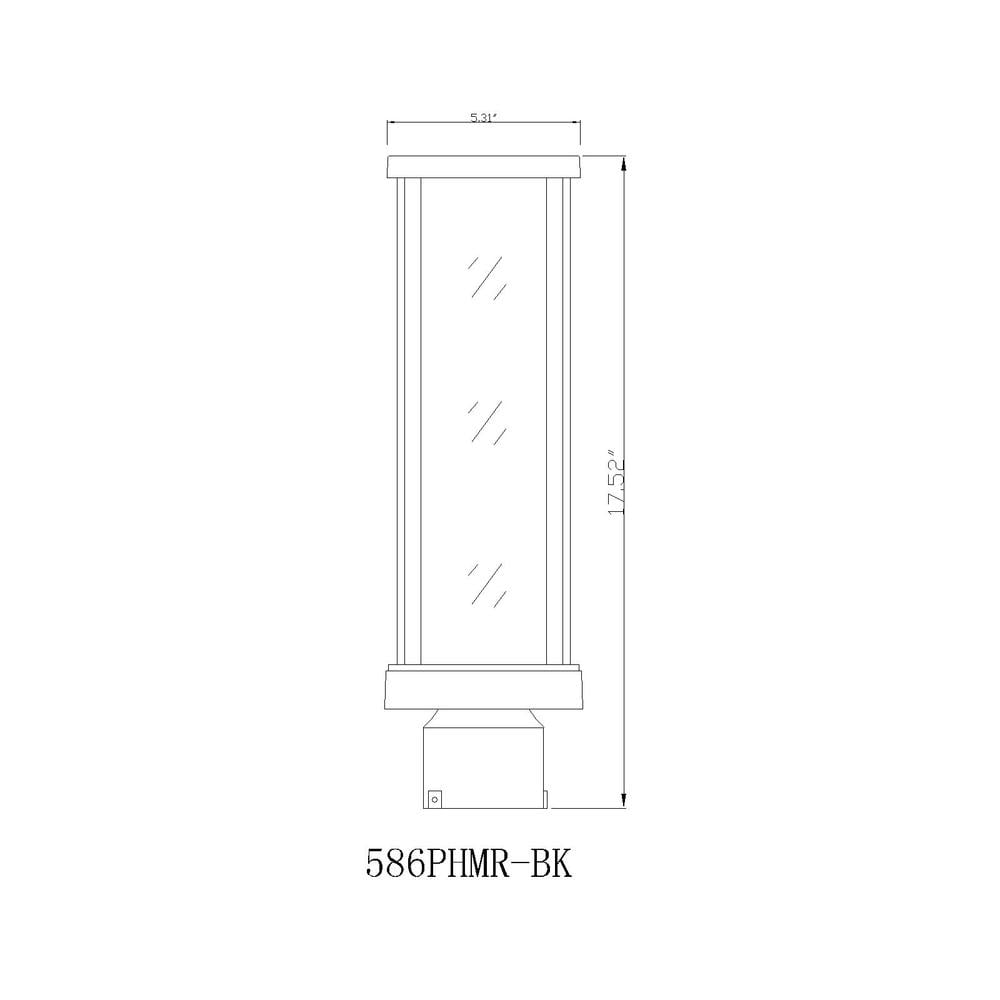 1 Light Outdoor Post Mount Fixture Frame Finish Black