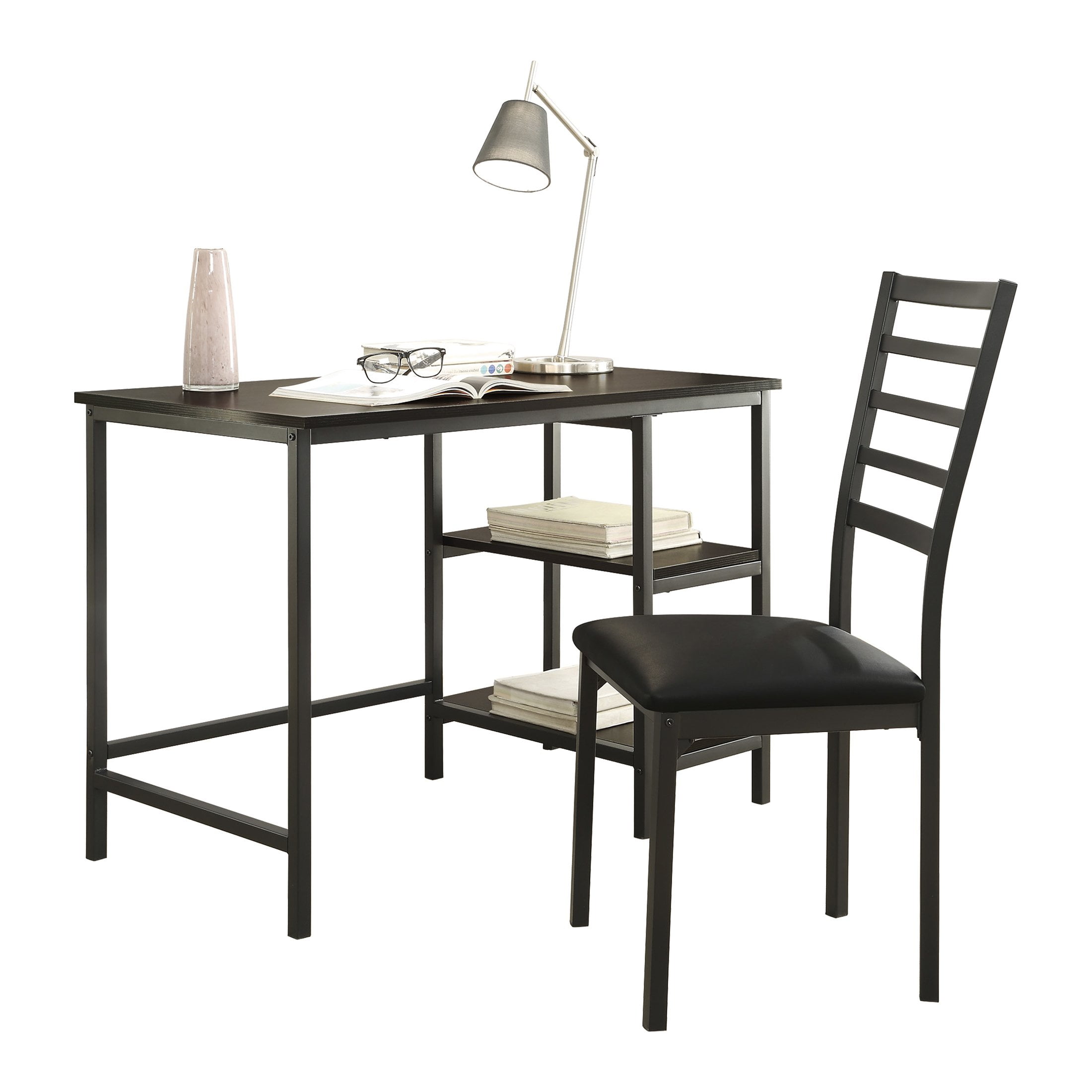 OakvillePark Rory Writing Desk and Chair Set, Black