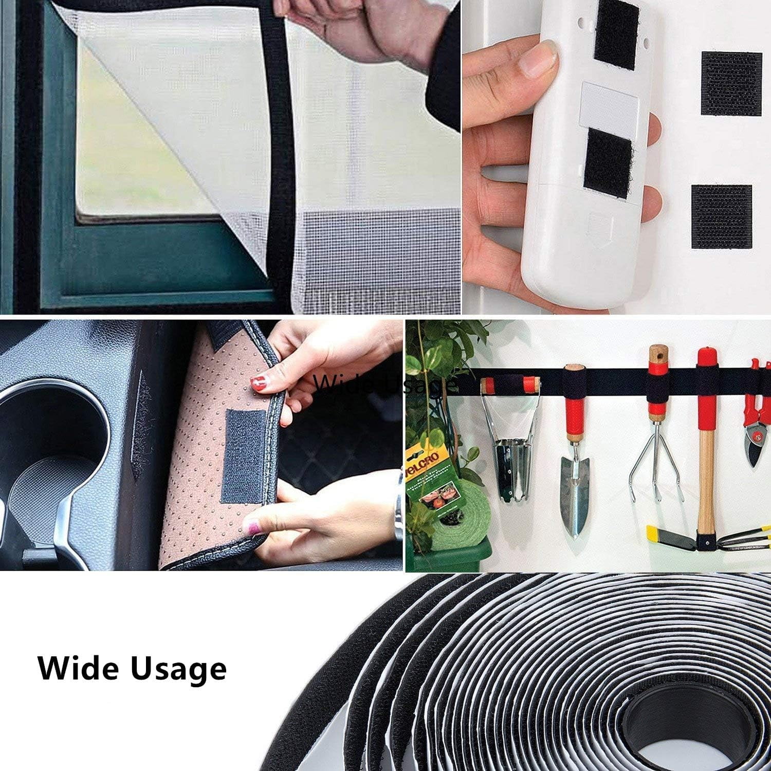 1 Set Nylon Magic Tapes Adhesive Hook and Loop Tapes Black 20mm