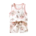 thumbnail image 2 of Amidoa Toddler Boys Girls 2 Piece Outfits Summer Clothes Graphic Cute Tank Top and Casual Shorts Kids Clothing Sets Pink Size 18, 2 of 6