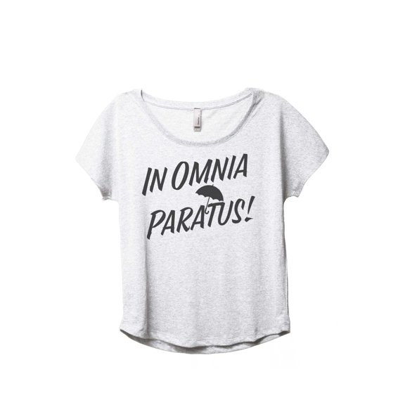 In Omnia Paratus Women's Fashion Slouchy Dolman T-Shirt Tee Heather White 2X-Large