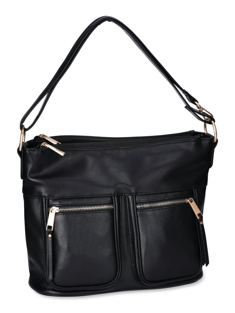 Time and Tru Women's Harlow Convertible Faux Leather Hobo