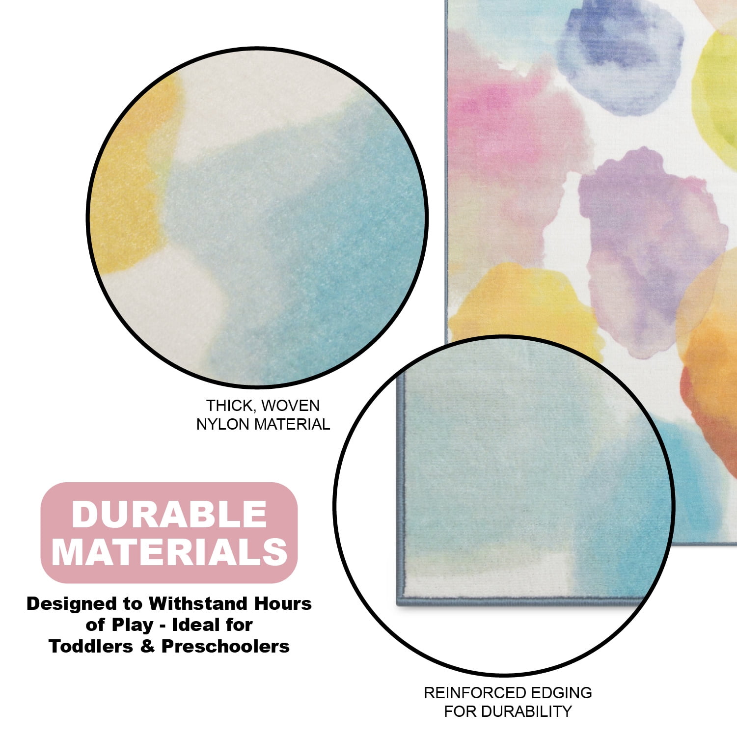 Delta Children Kids Watercolor Rectangle Area Rug, 53-Inch x 59-Inch, Multi Color