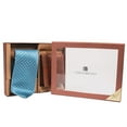 thumbnail image 2 of UMO LORENZO Men's Poly Woven Tie & Wallet Gift Box Set, Turquoise Checker Tie & Brown Wallet, 2 of 7